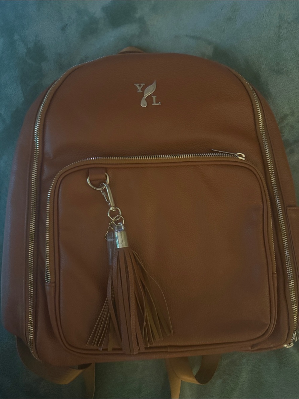 Young Living Brown Leather Tassel Backpack